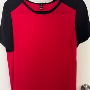 Chic Aqua Red and Black Short Sleeve Women's Top